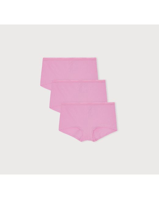 Organic Basics Pink Core Rib Shorty 3-Pack