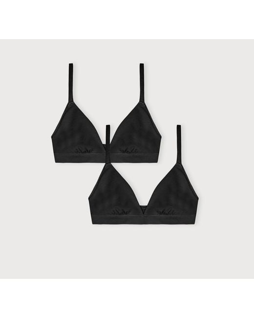 Organic Basics Black Flex Triangle Bralette 2-Pack