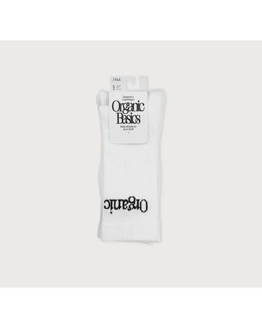 Organic Basics Core Logo Crew Socks 3-Pack in White | Lyst