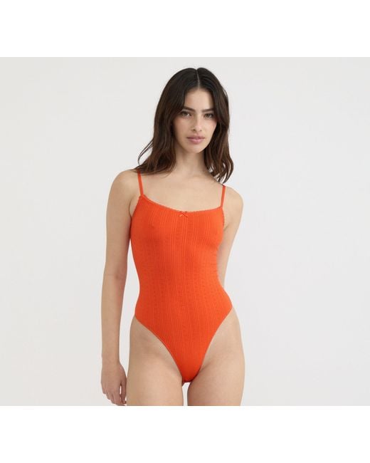 Organic Basics Red Pointelle Bodysuit