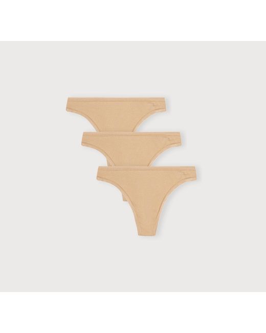 Organic Basics Natural Core Rib Thong 3-Pack