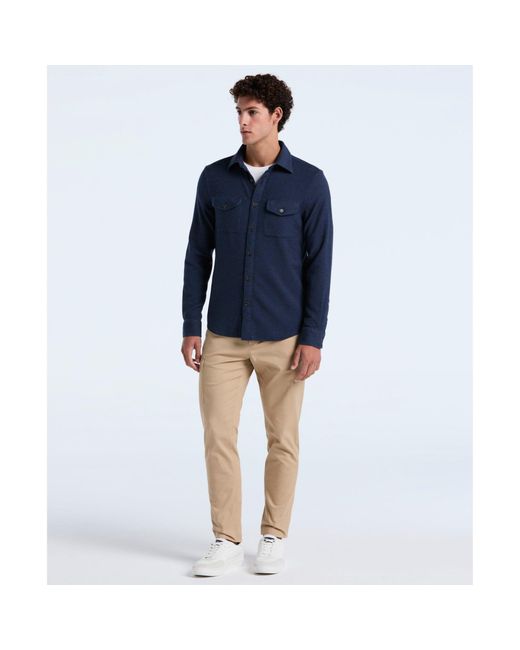 Original Penguin Blue Double Weave Overshirt In Dark Sapphire for men