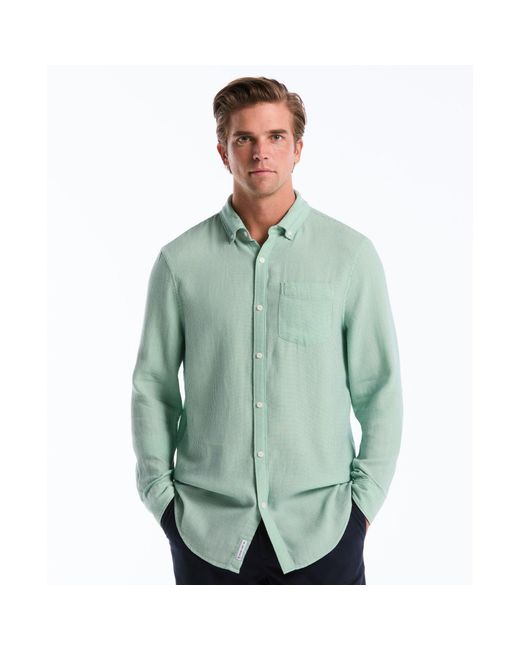 Original Penguin Green Waffle Dobby Shirt In Hemlock for men