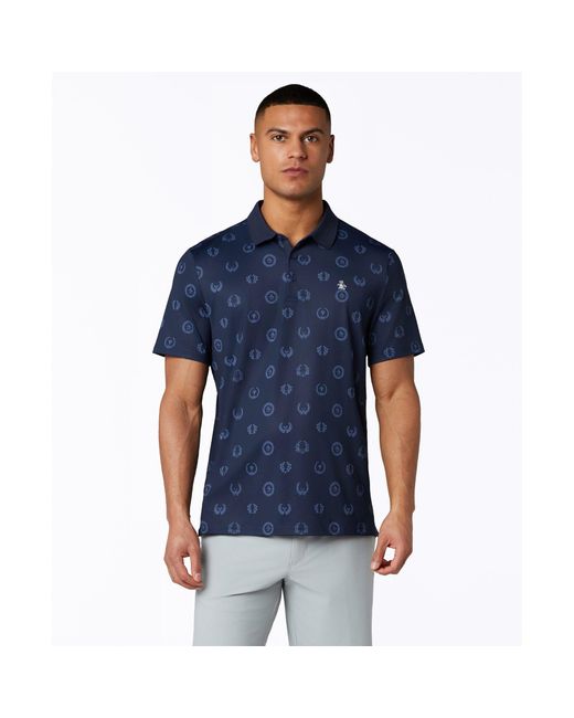 Original Penguin Blue Victory Crest Golf Polo In Black Iris for men