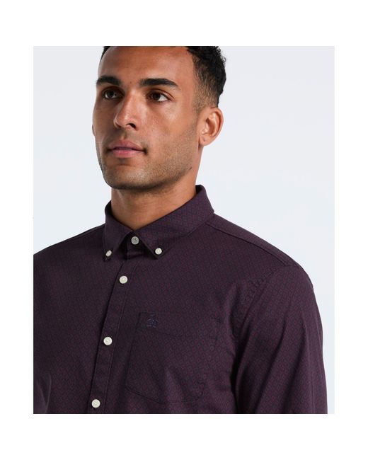 Original Penguin Blue Micro Diamond Print Shirt In Dark Sapphire for men