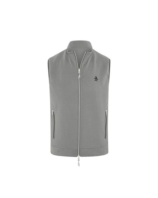 Original Penguin Gray Reversible Insulated Golf Gilet In Quiet Shade for men