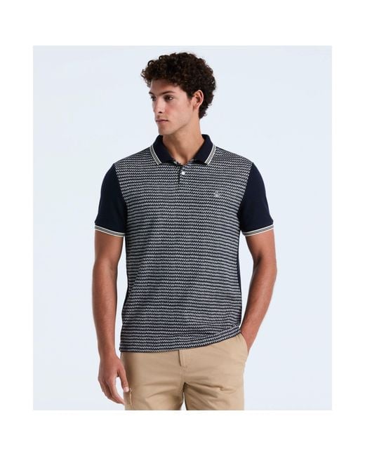 Original Penguin Gray Mini Jacquard Polo Shirt In Dark Sapphire for men