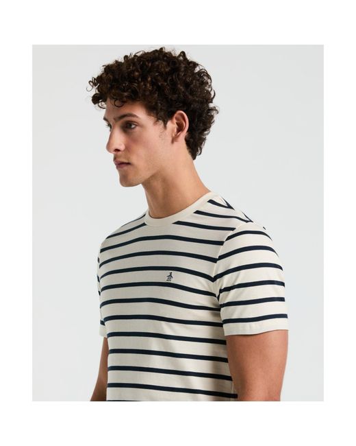 Original Penguin Gray Breton Striped T-shirt In Birch for men