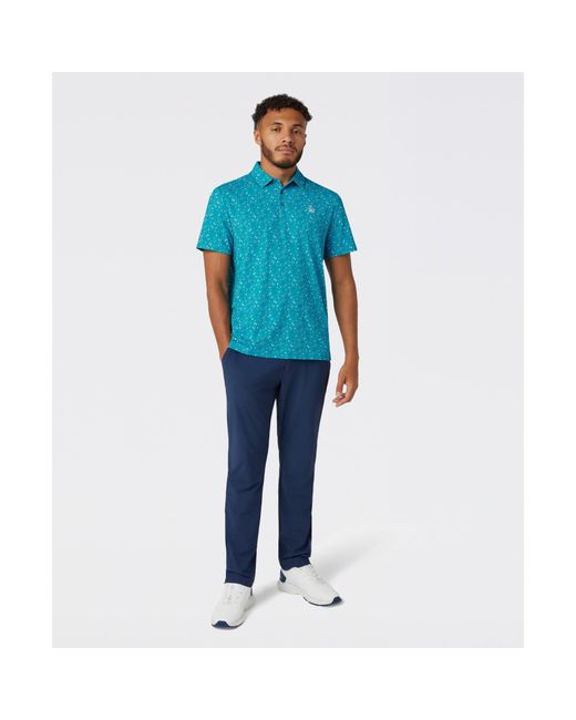 Original Penguin Blue Sake-tini Print Golf Polo In Caribbean Sea for men