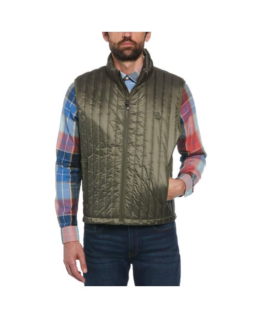 Original Penguin Green Quilted Gilet In Dusty Olive for men