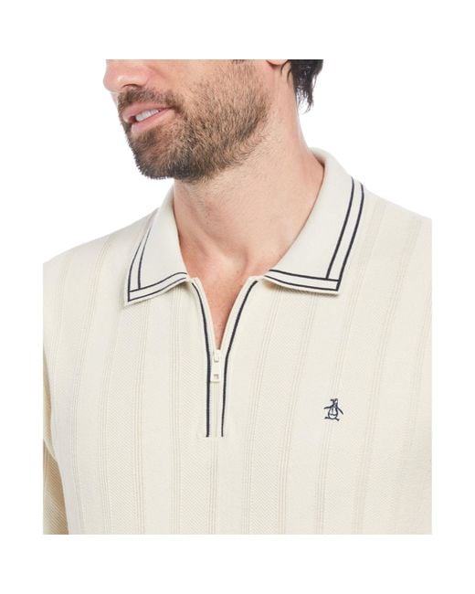 Original Penguin White Cashmere-like Cotton Tipped Short Sleeve Polo Shirt Sweater In Birch for men
