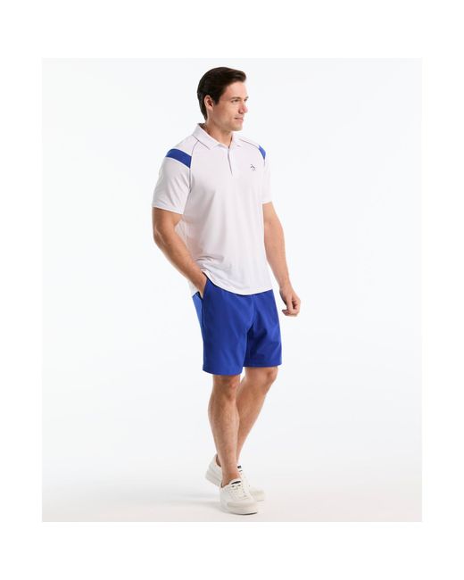 Original Penguin Raglan Stripe Tennis Polo In Bright White for men