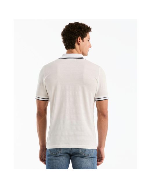 Original Penguin Textured Stripe Tipped Polo Shirt In Bright White for men