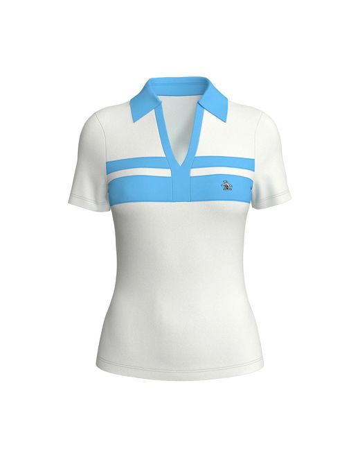 Original Penguin Blue Women's Colour Block Tennis Polo Tank In Bright White for men