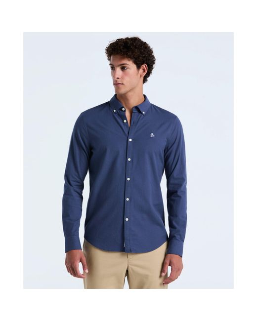Original Penguin Blue Oxford Shirt In Sargasso Sea for men