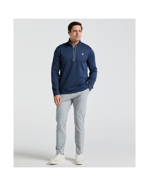 Original Penguin Blue Quarter Zip Golf Pullover In Black Iris Bijou Heather for men