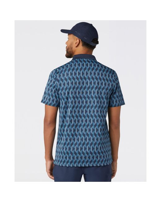 Original Penguin Blue Heritage Jacquard Colour Block Golf Polo In Black Iris for men
