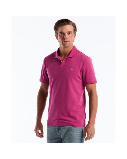 Original Penguin Red Daddy Pique Polo Shirt In Magenta Haze for men