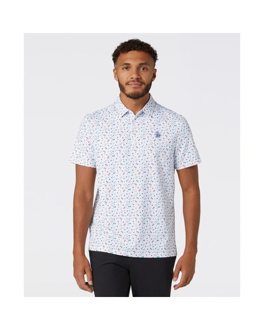 Original Penguin Sake-tini Print Golf Polo In Bright White for men