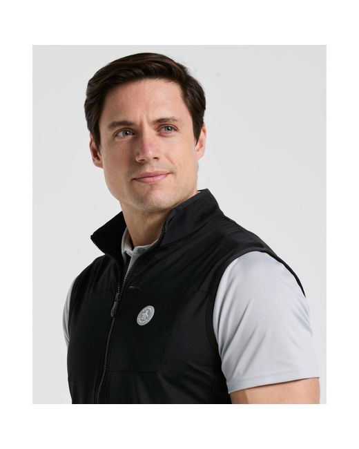 Original Penguin Black Lightweight Full Zip Golf Gilet In Caviar for men