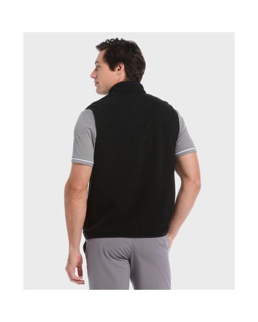 Original Penguin Black Mixed Media Reversible Fleece Golf Gilet In Caviar for men