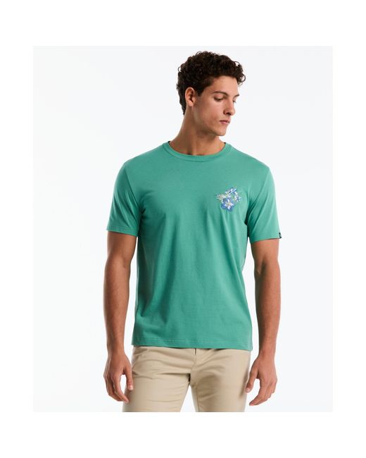 Original Penguin Embroidered Floral Graphic T-shirt In Beryl Green for men