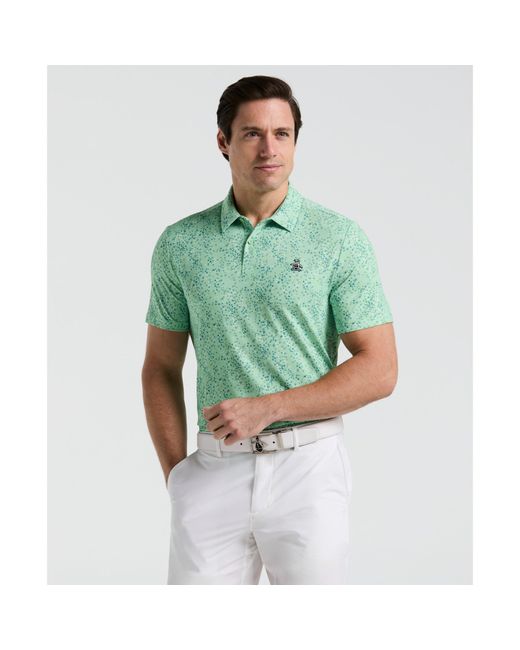 Original Penguin Green All Over Micro Abstract Printed Golf Polo Shirt In Sprucestone for men