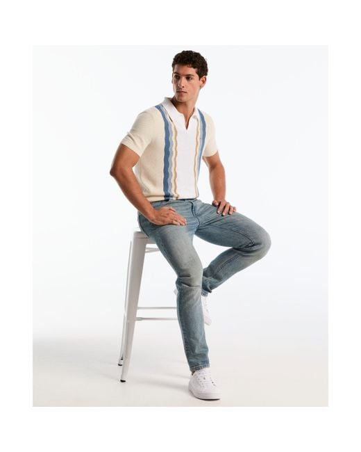 Original Penguin Natural Mesh Stripe Johnny Collar Sweater Polo In Birch for men