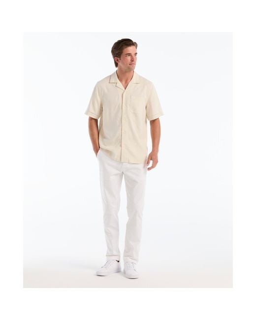 Original Penguin Natural Ladder Trim Short Sleeve Shirt In Birch for men