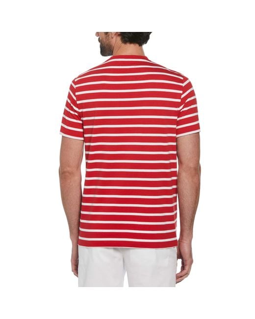 Original Penguin Red Organic Cotton Breton Striped T-shirt In Salsa for men