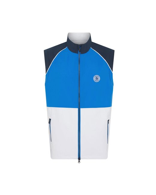 Original Penguin Lightweight Colour Block Golf Gilet In French Blue for men