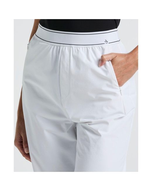 Original Penguin Blue Women's Relaxed Golf Trousers With Elastic Waistband In Bright White for men