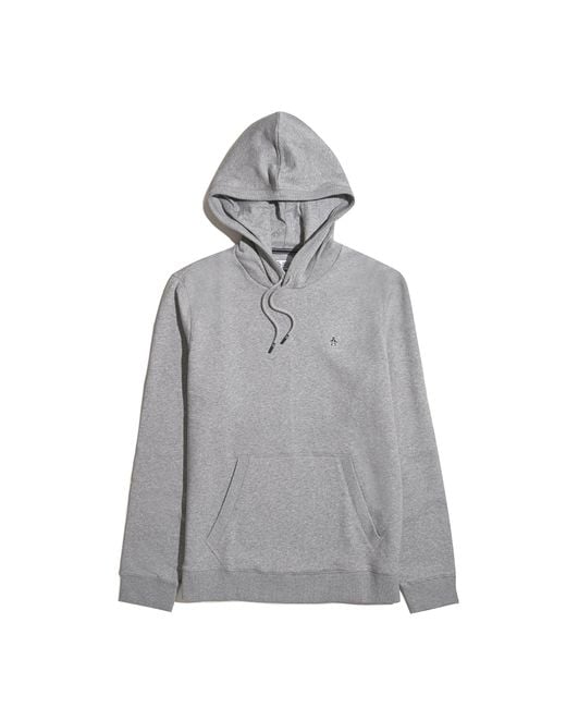 Original Penguin Gray Rain Heather Organic Fleece Hoodie for men