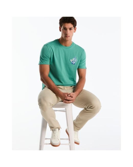 Original Penguin Embroidered Floral Graphic T-shirt In Beryl Green for men