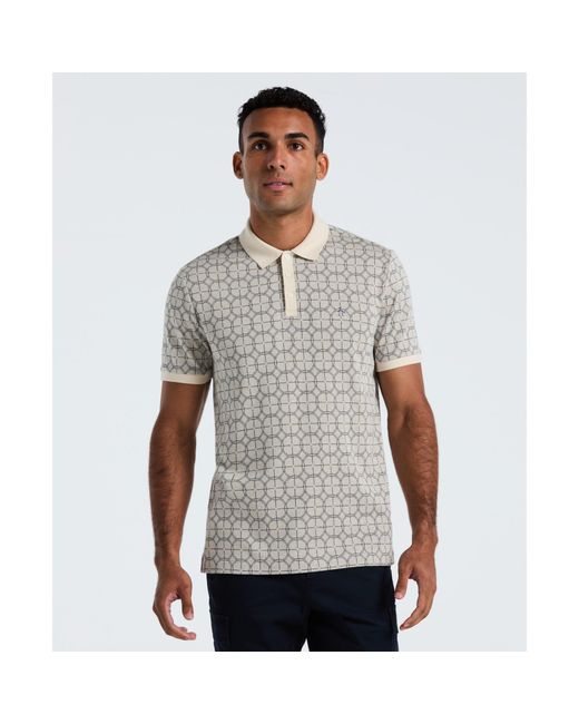 Original Penguin Gray Geometric Jacquard Polo Shirt In Birch for men