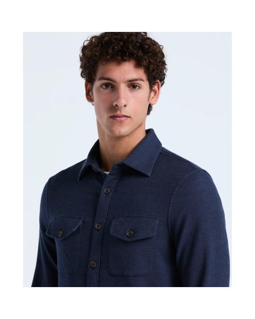 Original Penguin Blue Double Weave Overshirt In Dark Sapphire for men