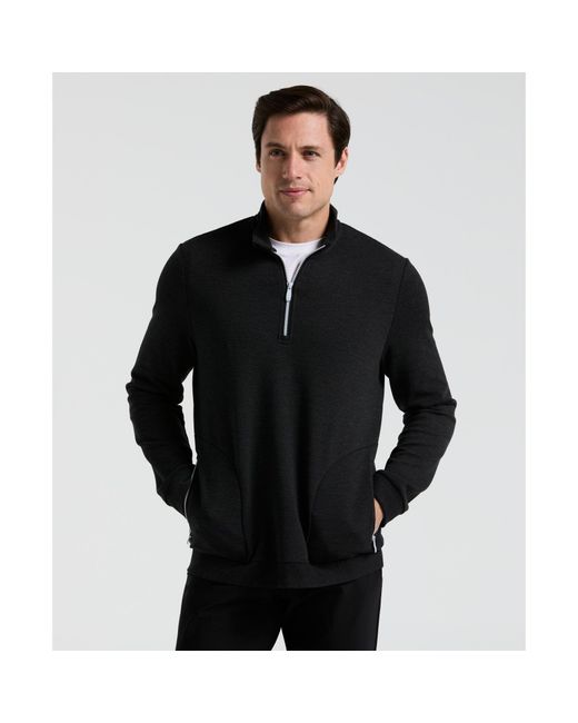 Original Penguin Black Ottoman Quarter Zip Golf Jacket In Dark Caviar Heather for men
