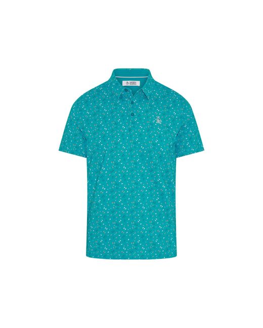 Original Penguin Blue Sake-tini Print Golf Polo In Caribbean Sea for men
