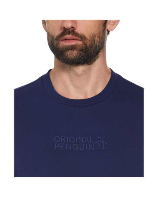 Original Penguin Hd Tonal Logo T-shirt In Medieval Blue for men