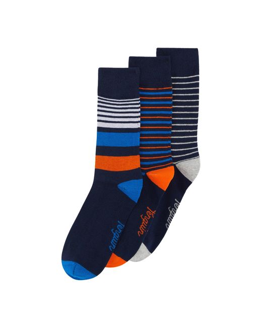 Original Penguin 3 Pack Stripe Design Ankle Socks In Navy, Blue And Orange for men