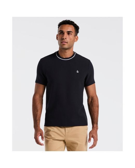 Original Penguin Blue Textured Ringer T-shirt In Dark Sapphire for men