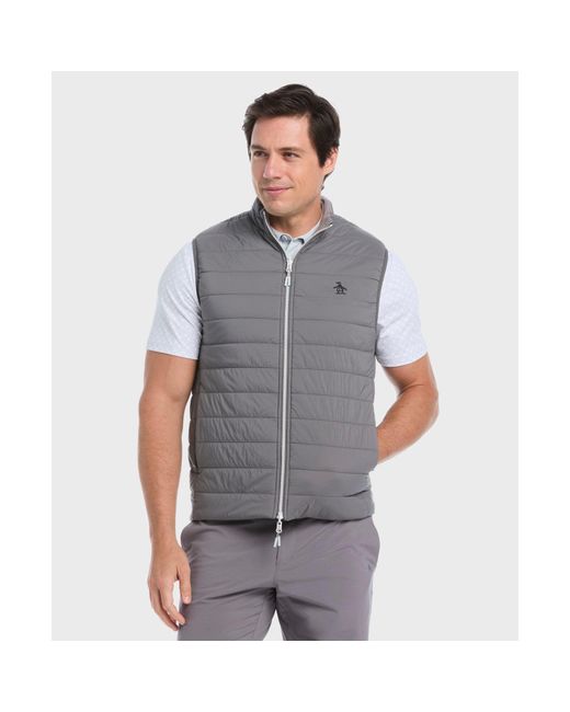 Original Penguin Gray Reversible Insulated Golf Gilet In Quiet Shade for men