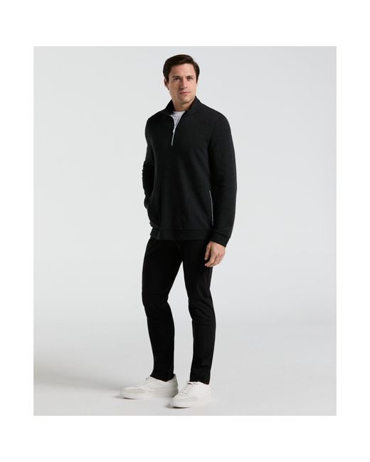 Original Penguin Black Ottoman Quarter Zip Golf Jacket In Dark Caviar Heather for men
