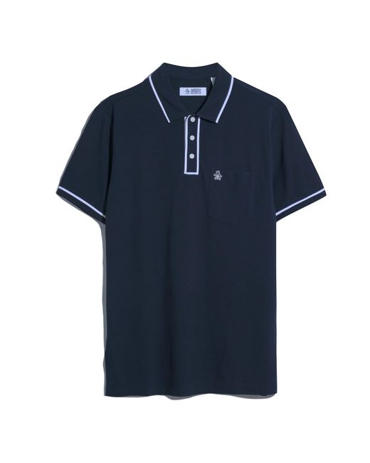 Original Penguin Blue Earl Pique Polo Shirt In Dark Sapphire for men