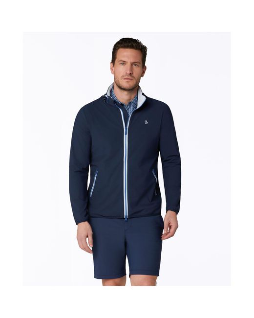 Original Penguin Blue Legacy Golf Wind Jacket In Black Iris for men