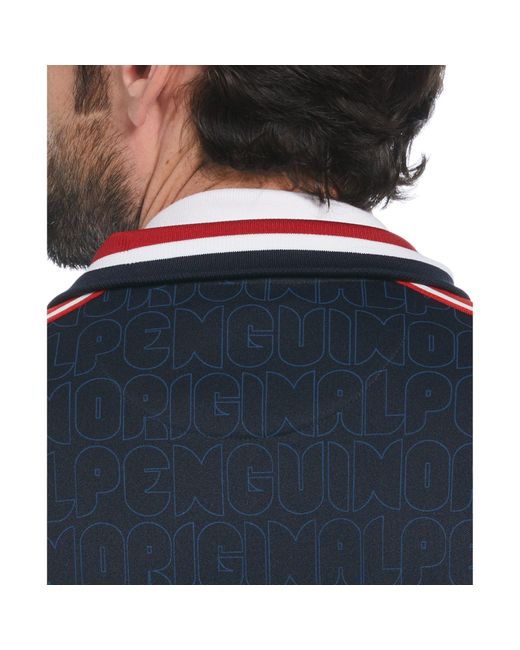 Original Penguin Blue Double Knit Logo Track Jacket In Dark Sapphire for men