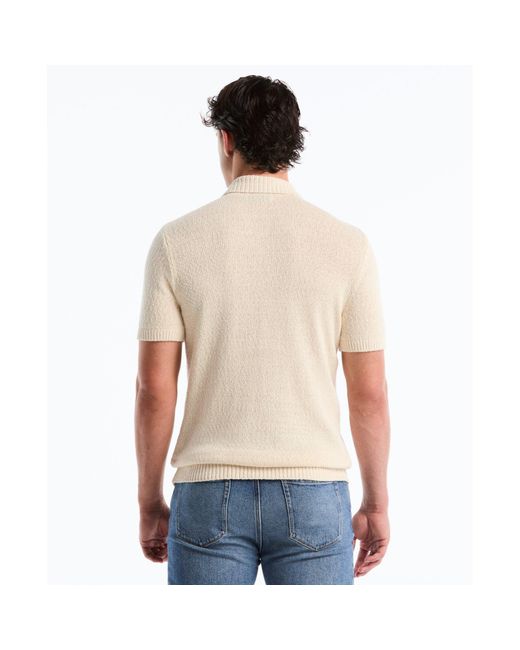 Original Penguin Natural Textured Johnny Collar Sweater Polo In Birch for men