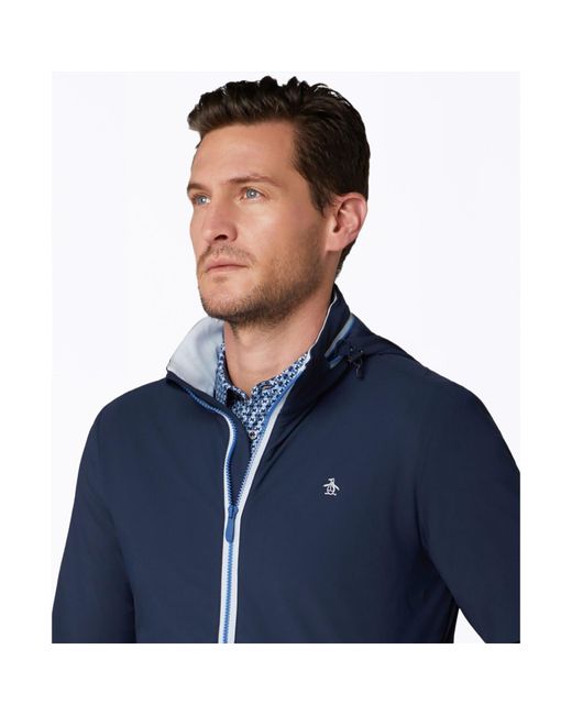 Original Penguin Blue Legacy Golf Wind Jacket In Black Iris for men