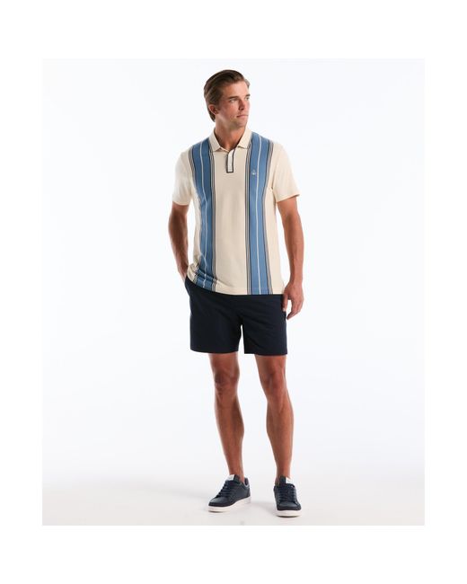 Original Penguin Blue Jacquard Vertical Stripe Polo Shirt In Birch for men