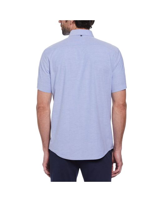 Original Penguin Ecovero Oxford Stretch Short Sleeve Button-down Shirt In Amparo Blue for men